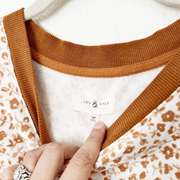 [Lou & Grey] Flower Cozy Cotton Terry Sweatshirt Long Sleeve Crew Neck Sz Medium - Picture 8 of 11